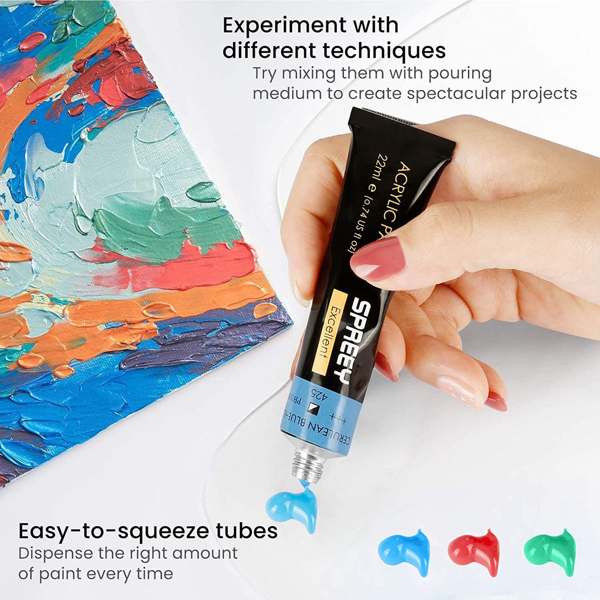 Acrylic Paint Set of 60 Colors Tubes (22 ml/0.74 oz.) Non toxic & Rich –  amzdeal-US