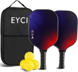 EYCI Pickleball Paddles Graphite Pickleball Paddle Set of 2, Polypropylene Honeycomb Core, Pickleball Racquets 4 Pickleballs with Carry Bag