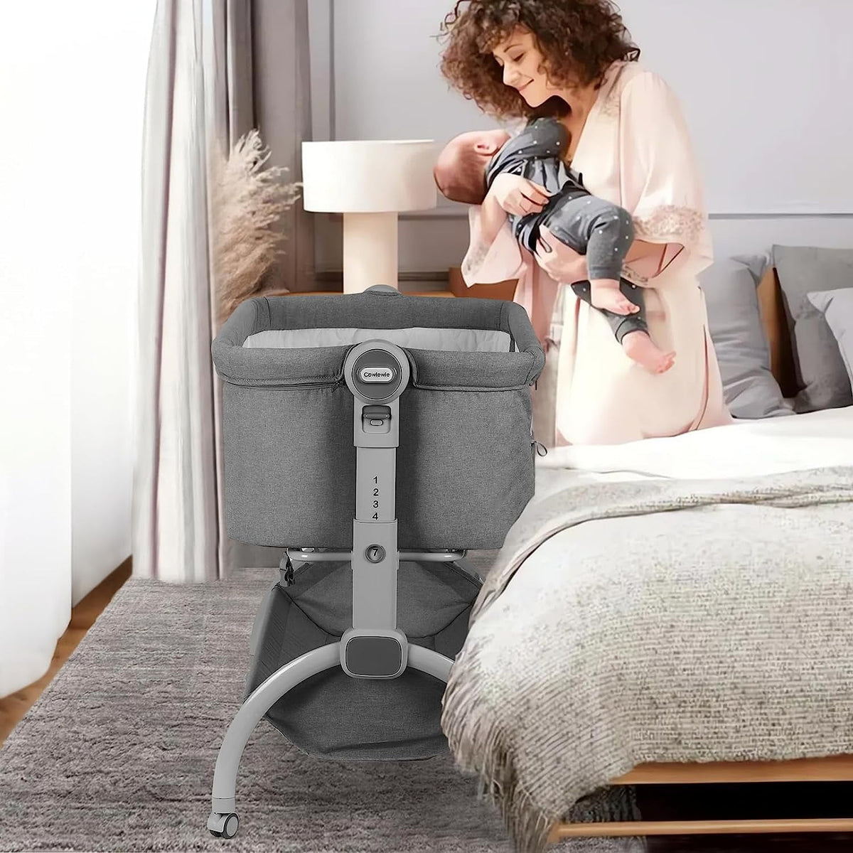 Portable bassinet 2024 on wheels