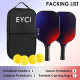 EYCI Pickleball Paddles Graphite Pickleball Paddle Set of 2, Polypropylene Honeycomb Core, Pickleball Racquets 4 Pickleballs with Carry Bag