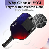 EYCI Pickleball Paddles Graphite Pickleball Paddle Set of 2, Polypropylene Honeycomb Core, Pickleball Racquets 4 Pickleballs with Carry Bag