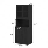 RichYa 4Pcs Kitchen Hutch Pantry Cabinets,Furniture Department Cabinet with Doors,China Cabinet with Glass Doors for Living Room