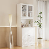 RichYa 4Pcs Kitchen Hutch Pantry Cabinets,Furniture Department Cabinet with Doors,China Cabinet with Glass Doors for Living Room