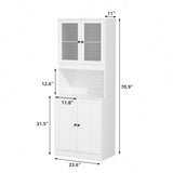 RichYa 4Pcs Kitchen Hutch Pantry Cabinets,Furniture Department Cabinet with Doors,China Cabinet with Glass Doors for Living Room