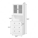 RichYa 4Pcs Kitchen Hutch Pantry Cabinets,Furniture Department Cabinet with Doors,China Cabinet with Glass Doors for Living Room