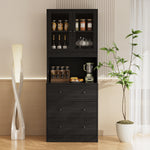 RichYa 71"H Tall Entryway Storage Cabinet,3 Drawers Kitchen Pantry Cabinet with Open Shelf for Living Room,Black