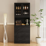 RichYa 71"H Tall Entryway Storage Cabinet,3 Drawers Kitchen Pantry Cabinet with Open Shelf for Living Room,Black