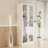 RichYa 71"H Tall Entryway Storage Cabinet,Kitchen Pantry Cabinet with 2 Glass Doors for Living Room,White