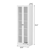 RichYa 71"H Tall Entryway Storage Cabinet,Kitchen Pantry Cabinet with 2 Glass Doors for Living Room,White