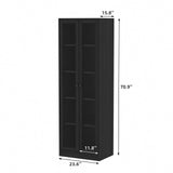 RichYa 4Pcs Kitchen Hutch Pantry Cabinets,Furniture Department Cabinet with Doors,China Cabinet with Glass Doors for Living Room