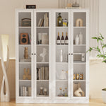 RichYa 71"H Tall Entryway Storage Cabinet,Kitchen Pantry Cabinet with 2 Glass Doors for Living Room,White