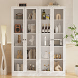 RichYa 71"H Tall Entryway Storage Cabinet,Kitchen Pantry Cabinet with 2 Glass Doors for Living Room,White