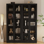 RichYa 71"H Tall Entryway Storage Cabinet,Kitchen Pantry Cabinet with 2 Glass Doors for Living Room,White