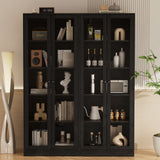 RichYa 71"H Tall Entryway Storage Cabinet,Kitchen Pantry Cabinet with 2 Glass Doors for Living Room,White