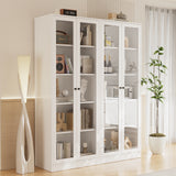 RichYa 71"H Tall Entryway Storage Cabinet,Kitchen Pantry Cabinet with 2 Glass Doors for Living Room,White