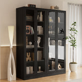 RichYa 71"H Tall Entryway Storage Cabinet,Kitchen Pantry Cabinet with 2 Glass Doors for Living Room,White