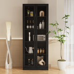 RichYa 71"H Tall Entryway Storage Cabinet,Kitchen Pantry Cabinet with 2 Glass Doors for Living Room,White