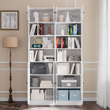 RichYa 85.5"H Tall Narrow Bookcase,7-Tier Bookshelf with 8 Doors & 6 Open Shelves, 47.24" W Sturdy Book Shelf with Storage for Living Room,Office(AA)