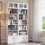 RichYa 85.5"H Tall Narrow Bookcase,7-Tier Bookshelf with 2 Drawers & 10 Open Shelves, 47.24" W Sturdy Book Shelf with Storage for Living Room,Office(BB)