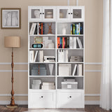 RichYa 85.5"H Tall Narrow Bookcase,7-Tier Bookshelf with 2 Drawers & 10 Open Shelves, 47.24" W Sturdy Book Shelf with Storage for Living Room,Office(BB)