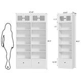 RichYa 85.5"H Tall Narrow Bookcase,7-Tier Bookshelf with 2 Drawers & 10 Open Shelves, 47.24" W Sturdy Book Shelf with Storage for Living Room,Office(BB)