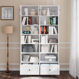 RichYa 85.5"H Tall Narrow Bookcase,7-Tier Bookshelf with 2 Drawers & 10 Open Shelves, 47.24" W Sturdy Book Shelf with Storage for Living Room,Office(BB)