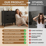 RichYa 4 Drawer Dresser for Bedroom Wood Storage Dresser Black Sofa Table Nightstand Chest of Drawer