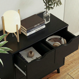 RichYa 4 Drawer Dresser for Bedroom Wood Storage Dresser Black Sofa Table Nightstand Chest of Drawer