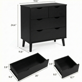 RichYa 4 Drawer Dresser for Bedroom Wood Storage Dresser Black Sofa Table Nightstand Chest of Drawer