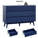 RichYa Dresser for Bedroom with 7 Drawers,Fluted Dresser with Handleless Design,Chest of Drawers & TV Stand,Closet Storage Organizer for Living Room, Kids Room（Navy Blue）