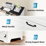 RichYa 2 Drawer Lateral File Cabinet, Large Wood Filing Cabinet for Home Office, Fits A4/Letter Size Files, Farmhouse White