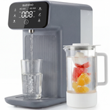 Slevoo Reverse Osmosis Water Filter Countertop, 6 Stage Ro Water Filtration System with Glass Pitcher, 4:1 Pure to Drain & TDS Displaying, Blue Grey