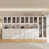 RichYa 4Pcs Kitchen Hutch Pantry Cabinets,Furniture Department Cabinet with Doors,China Cabinet with Glass Doors for Living Room