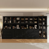 RichYa 4Pcs Kitchen Hutch Pantry Cabinets,Furniture Department Cabinet with Doors,China Cabinet with Glass Doors for Living Room