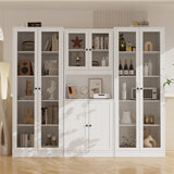 RichYa 4Pcs Kitchen Hutch Pantry Cabinets,Furniture Department Cabinet with Doors,China Cabinet with Glass Doors for Living Room