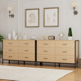 RichYa 47.3'' Drawer Dresser Chest of 6 Storage Drawers for Bedroom, Living Room, Hallway, Oak