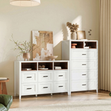 Richya 6 Drawer Dresser for Bedroom,Chest of Drawers with Open Storage Shelf,Modern Dresser for Closet,White + Walnut