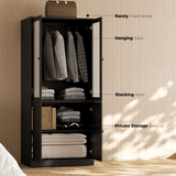 RichYa 3Pcs Armoire Wardrobe Closet with Hanging Rod,Clothes Storage Cabinet with Fluted Glass,Large Closet Organizer for Bedroom,White(ABB)