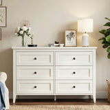 RichYa 6 Drawer Dresser for Bedroom,Chest of Drawers with Metal Knobs,Dresser for Closet,White