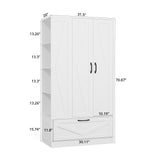 RichYa 71"H Armoire Wardrobe Closet with Drawer,Clothes Storage Cabinet with Hanging Rod,Large Wardrobe Closet with Shelves & 3 Doors for Bedroom