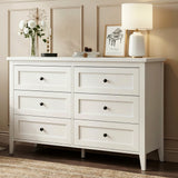 RichYa 6 Drawer Dresser for Bedroom,Chest of Drawers with Metal Knobs,Dresser for Closet,White