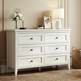 RichYa 6 Drawer Dresser for Bedroom,Chest of Drawers with Metal Knobs,Dresser for Closet,White