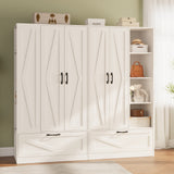 RichYa 2Pcs Armoire Wardrobe Closet with Drawers,Clothes Storage Cabinet with Hanging Rod,Large Wardrobe Closet with Shelves for Bedroom