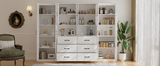 RichYa Curio Cabinets with Glass Doors,Tall Display Cabinet with Storage Shelf,5-Tier Modular Bookcases with Doors for Living Room,Dining Room(AEA)
