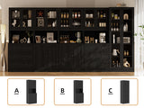 RichYa 4Pcs Kitchen Hutch Pantry Cabinets,Furniture Department Cabinet with Doors,China Cabinet with Glass Doors for Living Room