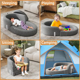 Cowiewie Toddler Travel Bed 2-in-1 Kids Sofa Chair with Removable Cover, Portable Foldable Toddler Bed for Travel with Carrying Bag