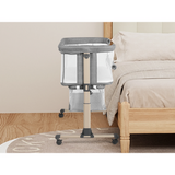Cowiewie Bassinet Bedside Sleeper, Portable, Breathable, Adjustable Baby Bedside Bassinet, Grey