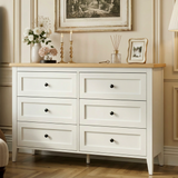 RichYa 6 Drawer Dresser for Bedroom,Chest of Drawers with Metal Knobs,Dresser for Closet,Wood