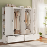 RichYa 2Pcs Armoire Wardrobe Closet with Drawers,Clothes Storage Cabinet with Hanging Rod,Large Wardrobe Closet with Shelves for Bedroom