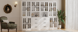 RichYa Curio Cabinets with Glass Doors,Tall Display Cabinet with Storage Shelf,5-Tier Modular Bookcases with Doors for Living Room,Dining Room(AEA)